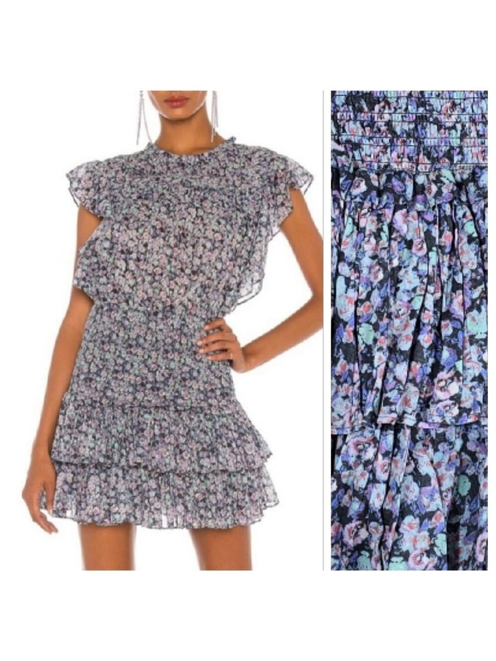 Isabel Marant 40 8 Naomi Smocked Tiered Ruffle Skirt